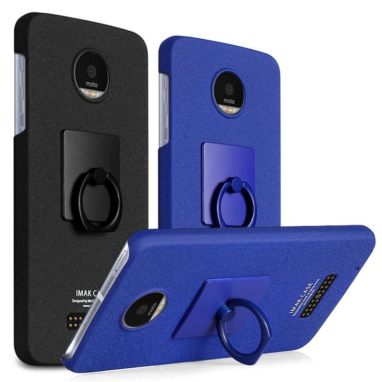 IMAK Matte Hard Plastic Case with Ring Kickstand for Motorola Moto Z Play - Blue-3