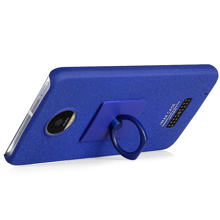 IMAK Matte Hard Plastic Case with Ring Kickstand for Motorola Moto Z Play - Blue-4