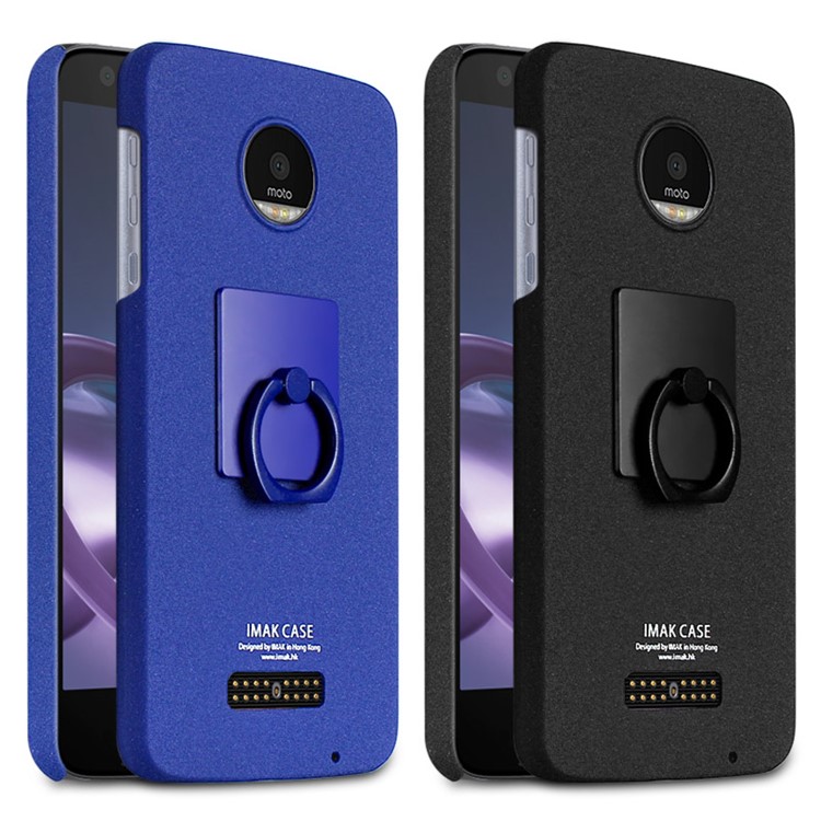 IMAK Matte Hard Plastic Case with Ring Kickstand for Motorola Moto Z Play - Blue-5