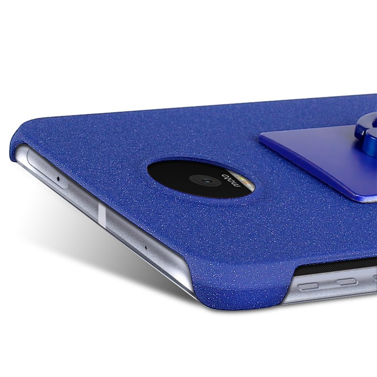 IMAK Matte Hard Plastic Case with Ring Kickstand for Motorola Moto Z Play - Blue-7