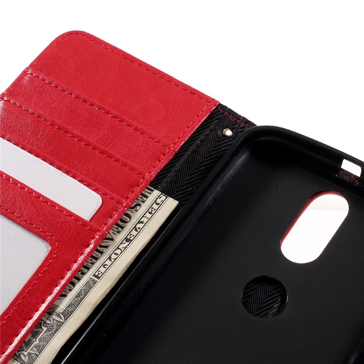 Envelope Style Wallet Leather Stand Case for Motorola Moto G4 Play - Black / Red-10