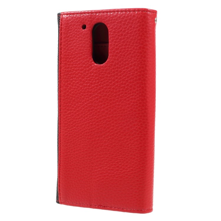 Envelope Style Wallet Leather Stand Case for Motorola Moto G4 Play - Black / Red-2