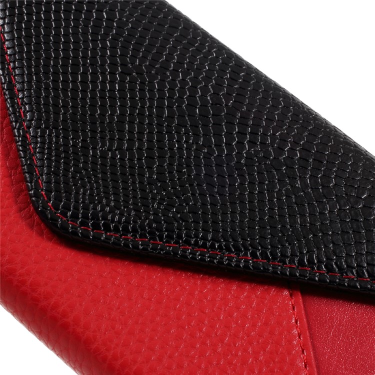 Envelope Style Wallet Leather Stand Case for Motorola Moto G4 Play - Black / Red-8