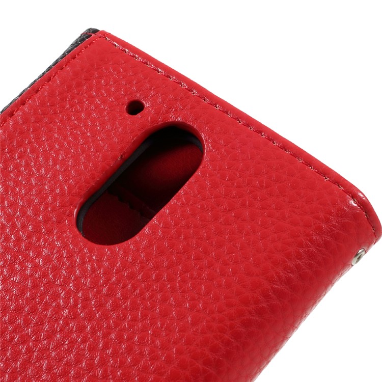 Envelope Style Wallet Leather Stand Case for Motorola Moto G4 Play - Black / Red-9
