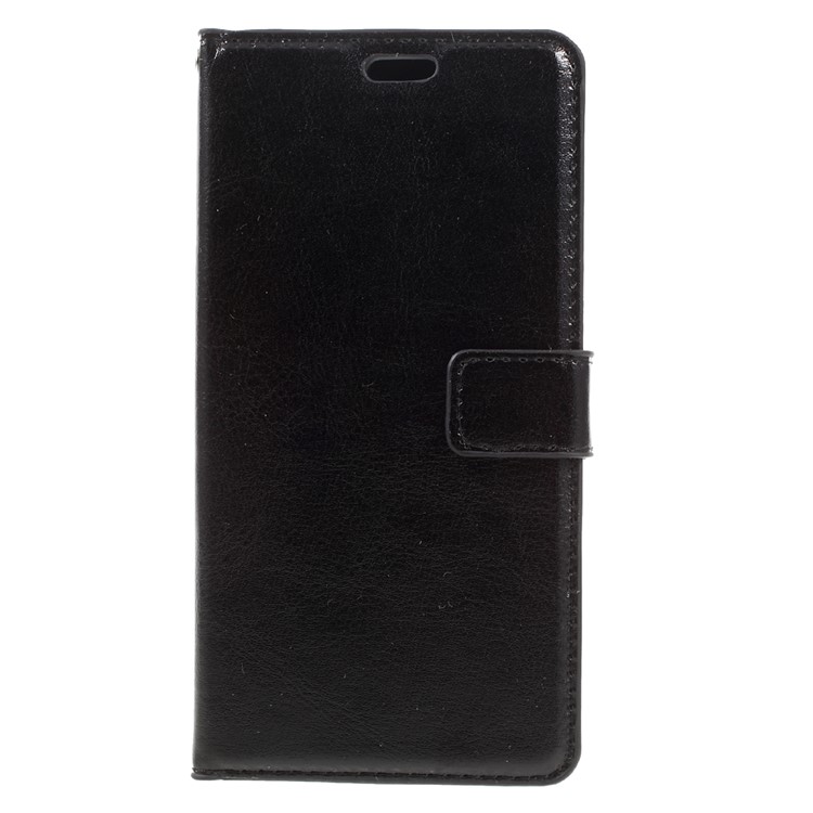 Crazy Horse Wallet Leather Case for Motorola Moto Z with Strap - Black-3