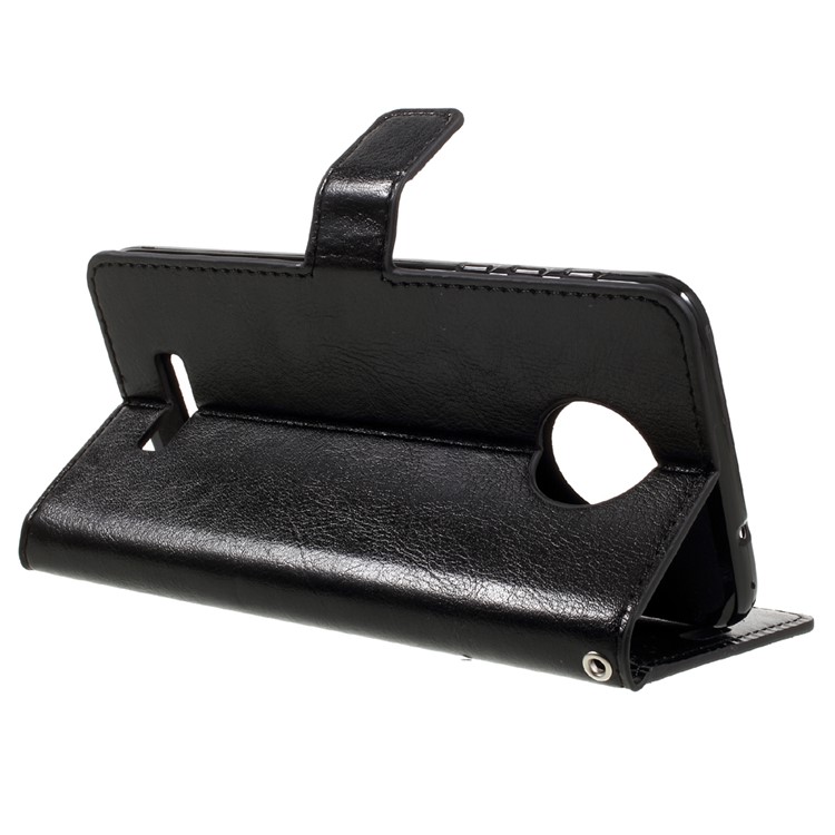 Crazy Horse Wallet Leather Case for Motorola Moto Z with Strap - Black-5