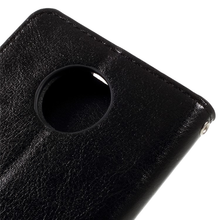 Crazy Horse Wallet Leather Case for Motorola Moto Z with Strap - Black-9