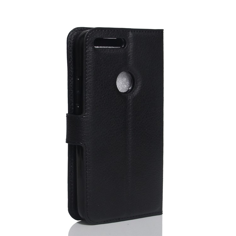 Lychee Skin Wallet Leather Stand Case for Google Pixel - Black-3