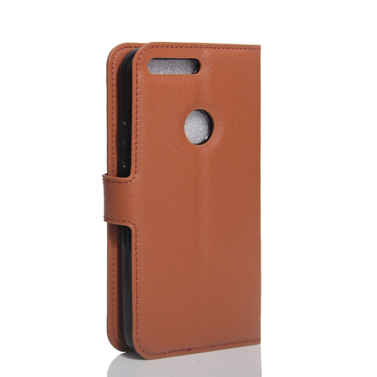 Lychee Skin Leather Card Holder Case for Google Pixel - Brown-3