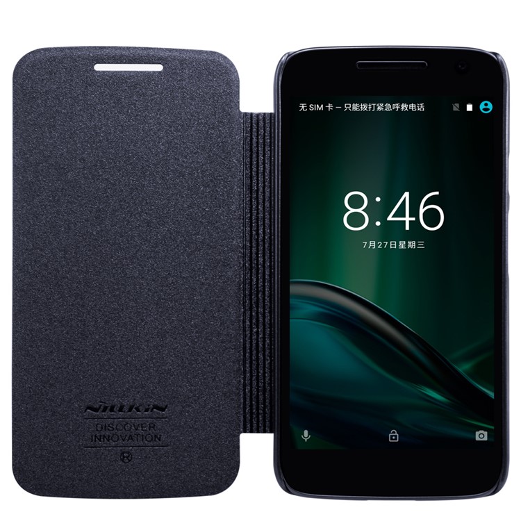NILLKIN Sparkle Series Leather Flip Shell for Motorola Moto G4 Play - Black-5