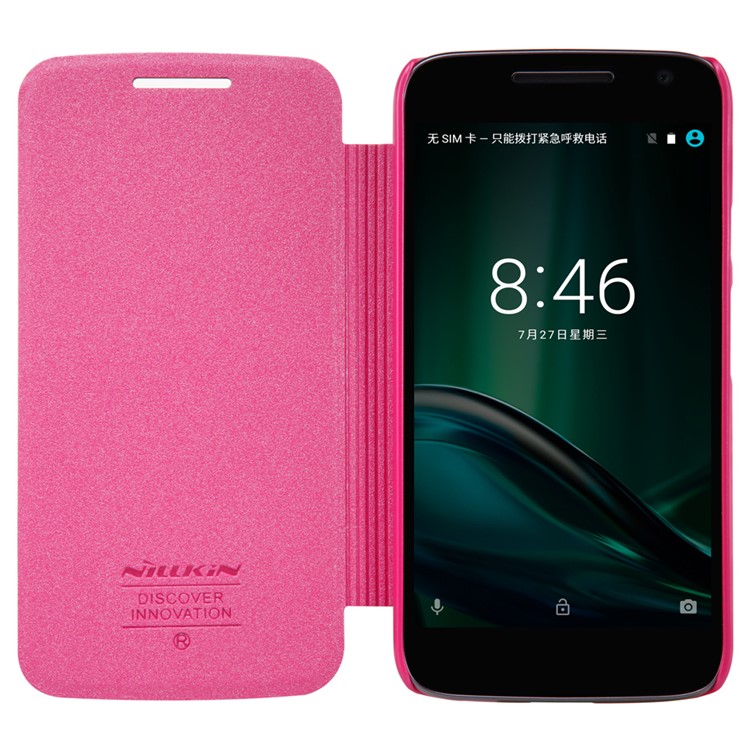 NILLKIN Sparkle Series Leather Flip Cover for Motorola Moto G4 Play - Rose-5