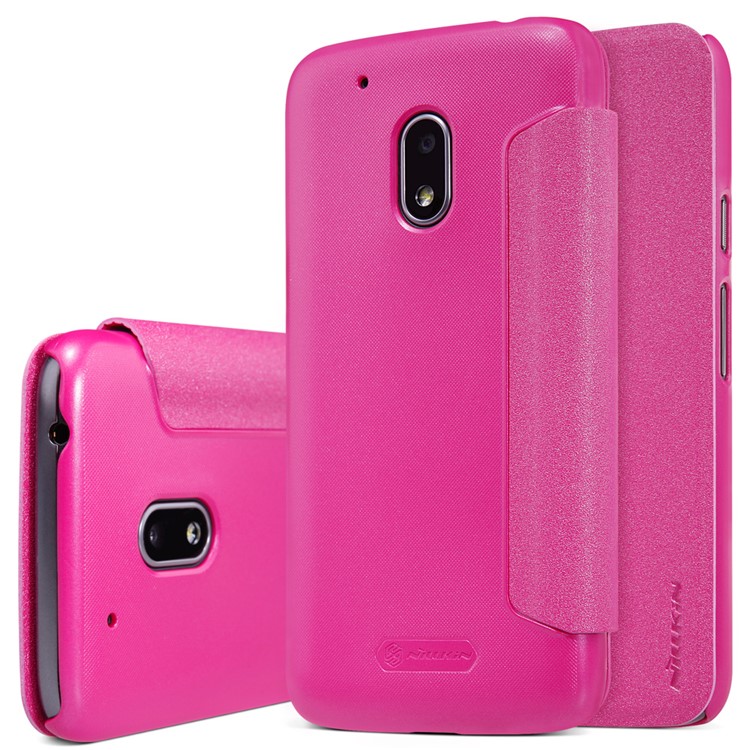 NILLKIN Sparkle Series Leather Flip Cover for Motorola Moto G4 Play - Rose-6
