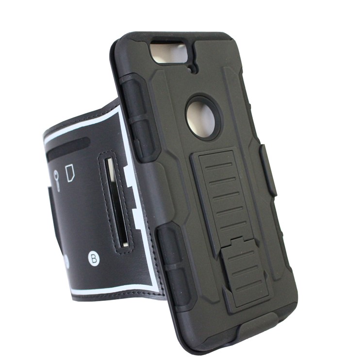 For Huawei Nexus 6P 3-in-1 Shock-proof ArmBand PC + Silicone Case with Kickstand-1