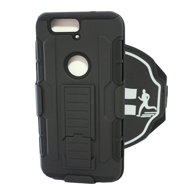 For Huawei Nexus 6P 3-in-1 Shock-proof ArmBand PC + Silicone Case with Kickstand-3
