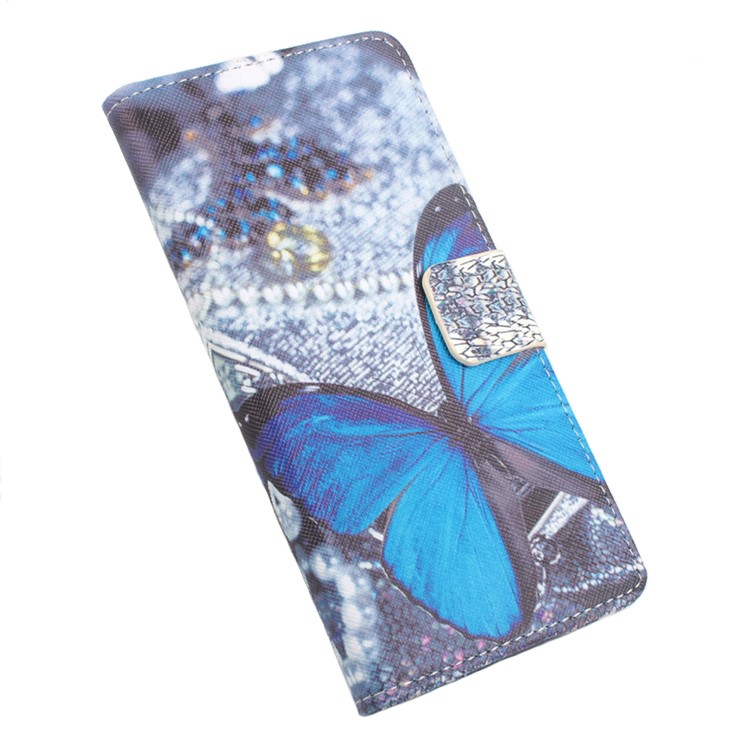 Pattern Printing Flip Leather Stand Case for Google Pixel XL - Blue Butterfly-1