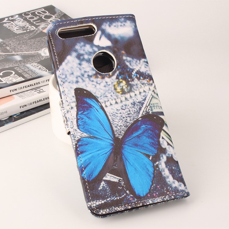 Pattern Printing Flip Leather Stand Case for Google Pixel XL - Blue Butterfly-2