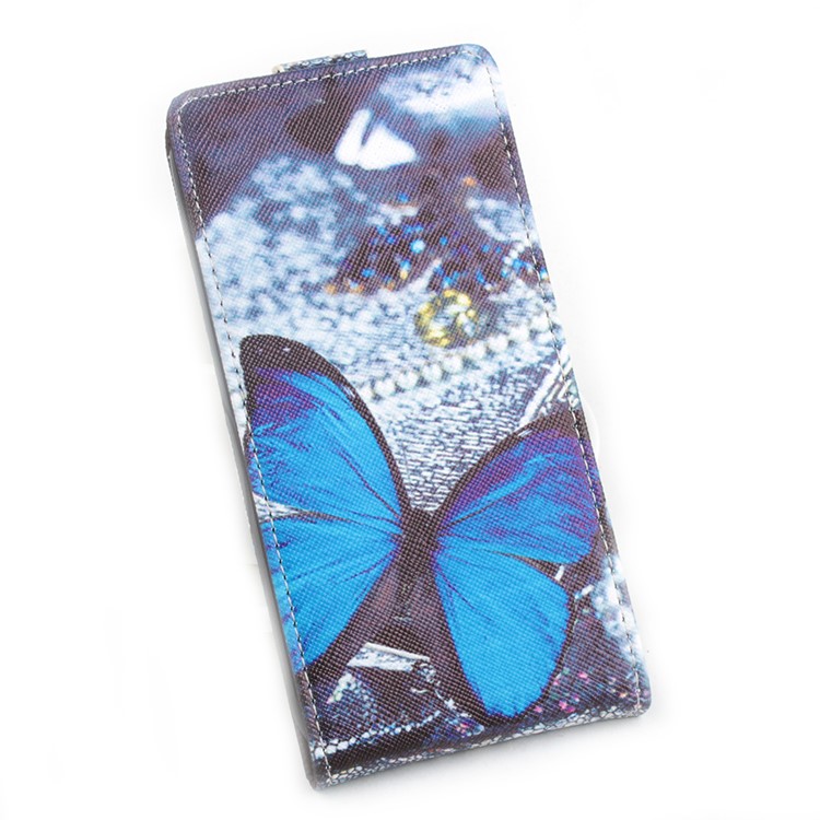 Vertical Flip Card Holder Leather Case for Google Pixel XL - Blue Butterfly-1