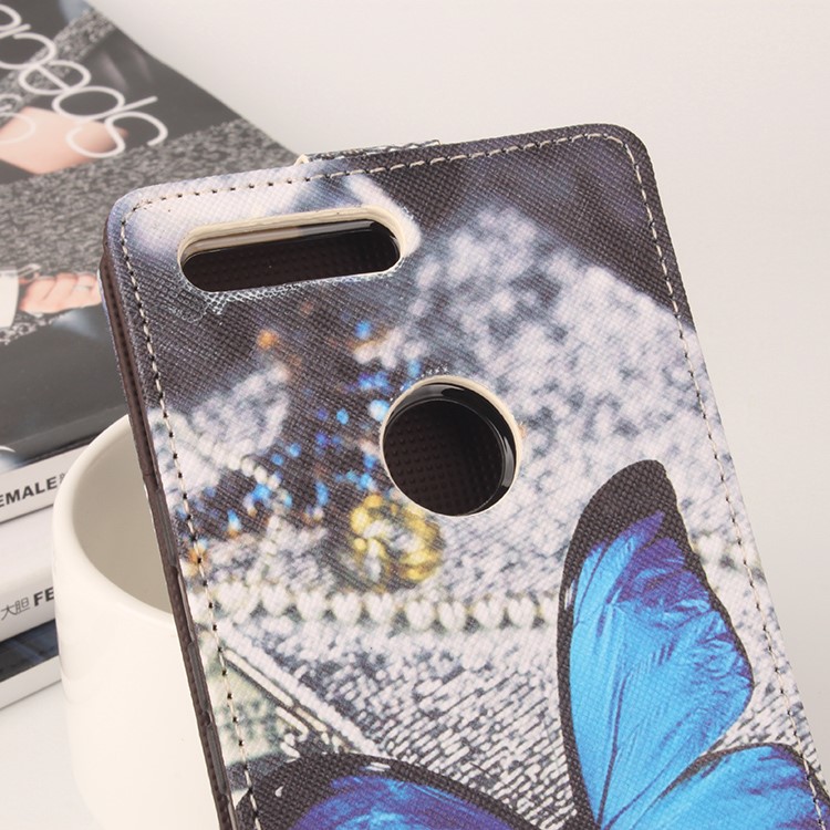 Vertical Flip Card Holder Leather Case for Google Pixel XL - Blue Butterfly-4