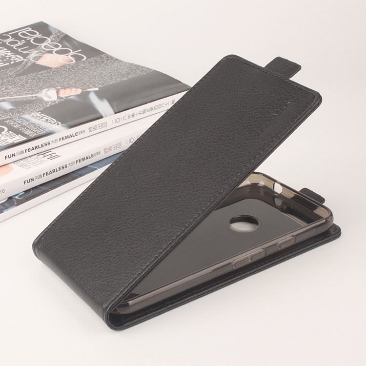 LINGMAO Lychee Skin Leather Vertical Case for Google Pixel XL - Black-5