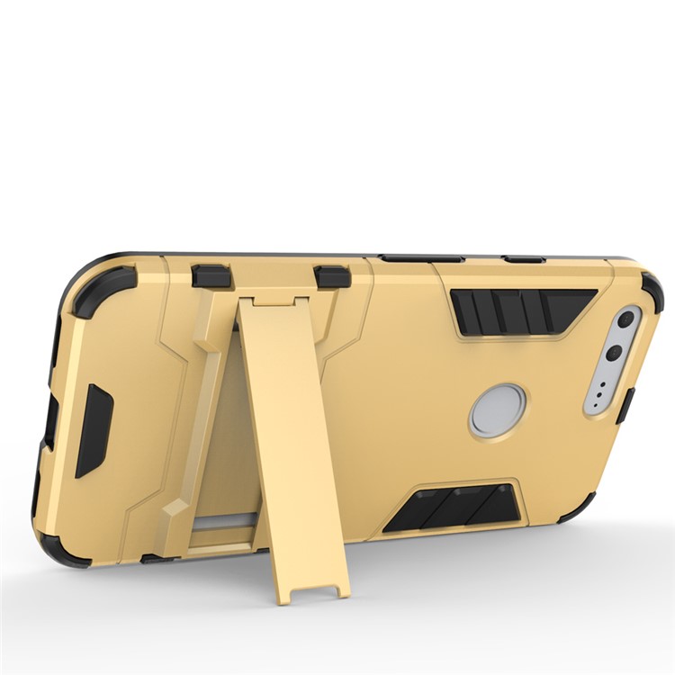 For Google Pixel Hybrid PC + TPU Phone Case Shell with Kickstand - Gold-6
