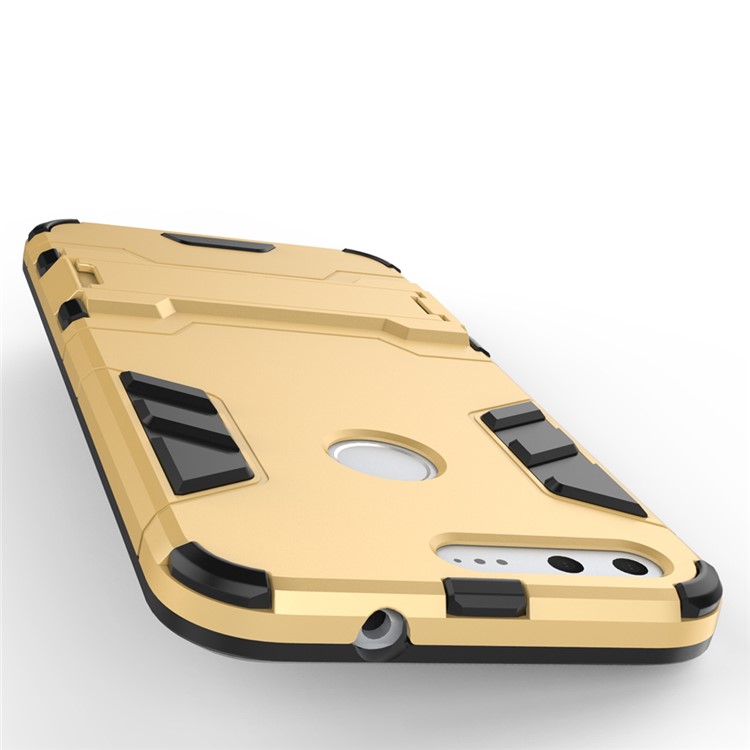 For Google Pixel Hybrid PC + TPU Phone Case Shell with Kickstand - Gold-9