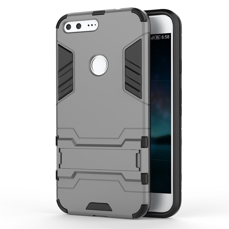 Kickstand PC + TPU Hybrid Protector Case for Google Pixel XL - Grey-1