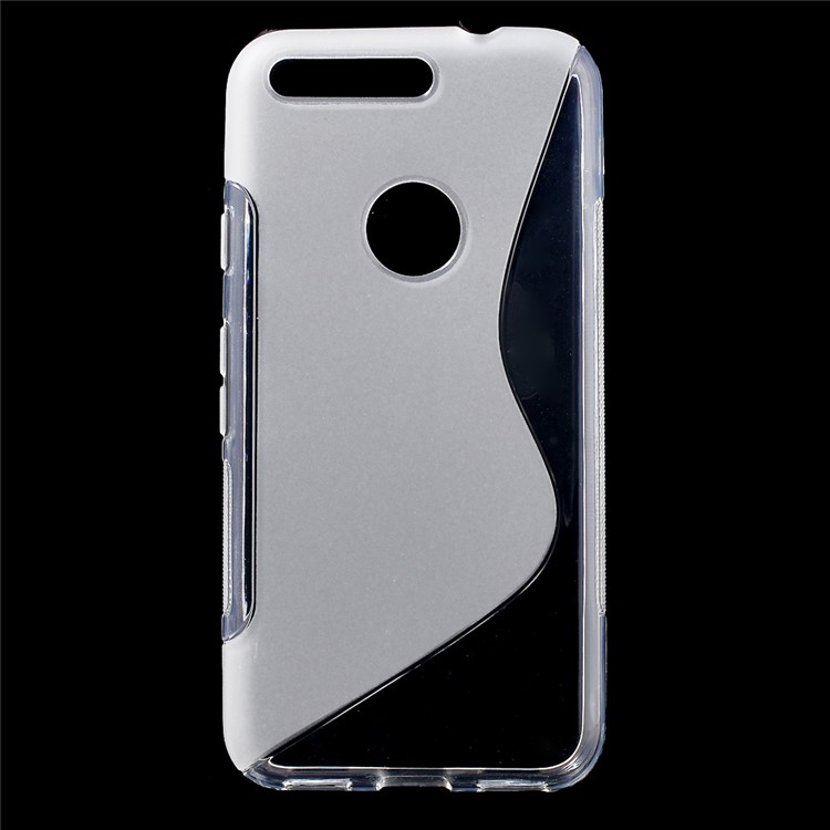 S Shape TPU Cover Case for Google Pixel - Transparent-1