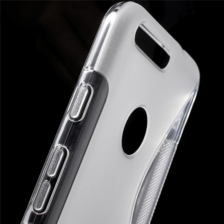S Shape TPU Cover Case for Google Pixel - Transparent-5