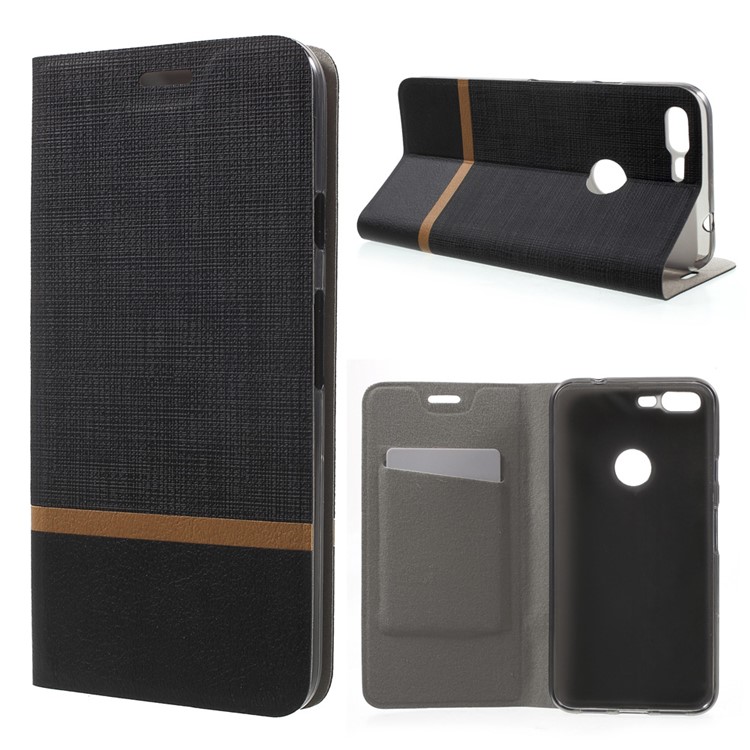 Flip Stand Leather Card Holder Case for Google Pixel XL - Black-1