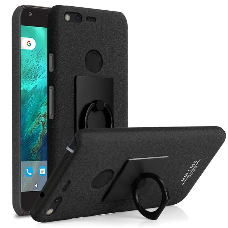IMAK Ring Finger Grip Matte PC Case + Screen Protector for Google Pixel - Black-1