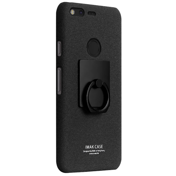 IMAK Ring Finger Grip Matte PC Case + Screen Protector for Google Pixel - Black-2
