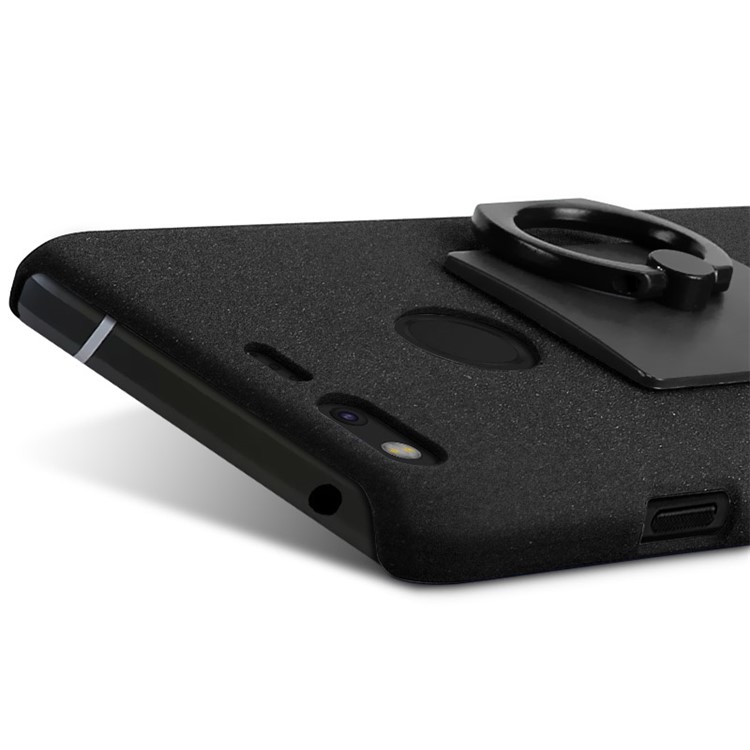 IMAK Ring Finger Grip Matte PC Case + Screen Protector for Google Pixel - Black-5