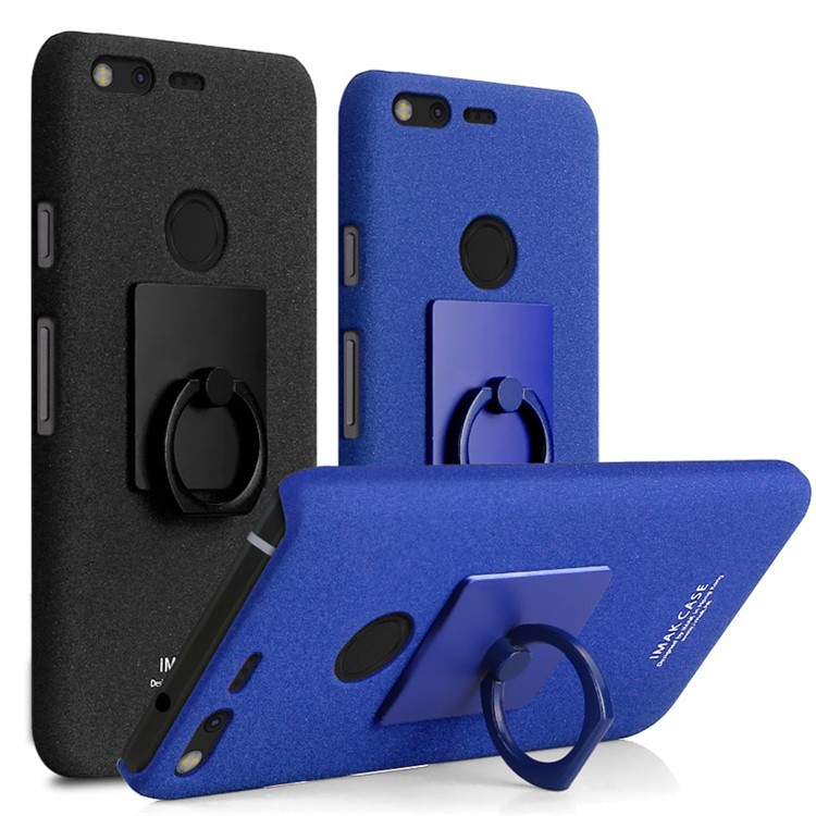 IMAK Ring Finger Grip Matte PC Case + Screen Protector for Google Pixel - Black-7