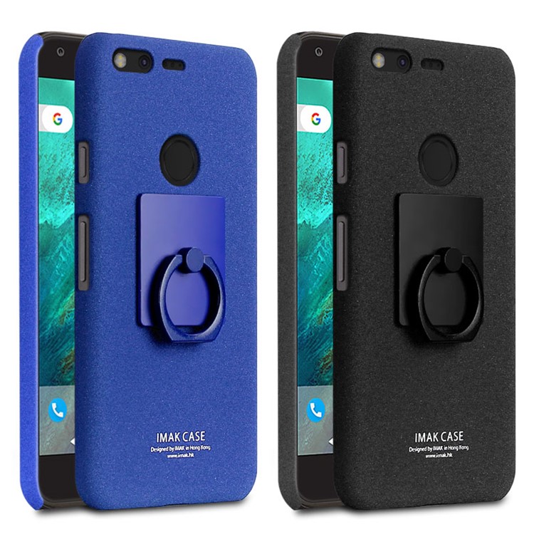 IMAK Ring Finger Grip Matte PC Case + Screen Protector for Google Pixel - Black-8