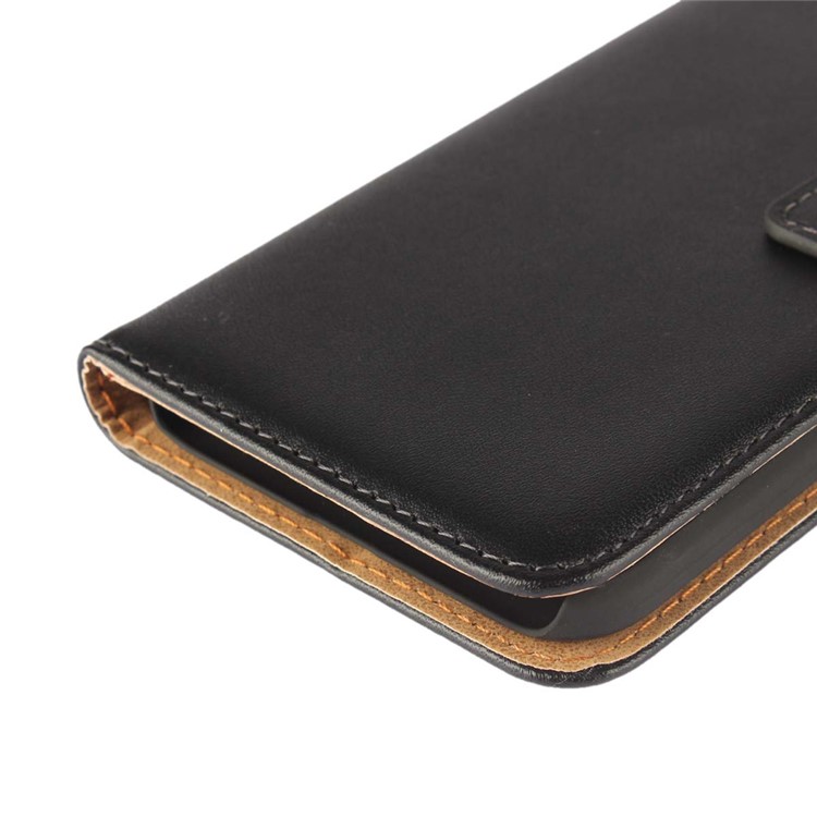 Genuine Split Leather Wallet Phone Case Stand for Google Pixel - Black-10