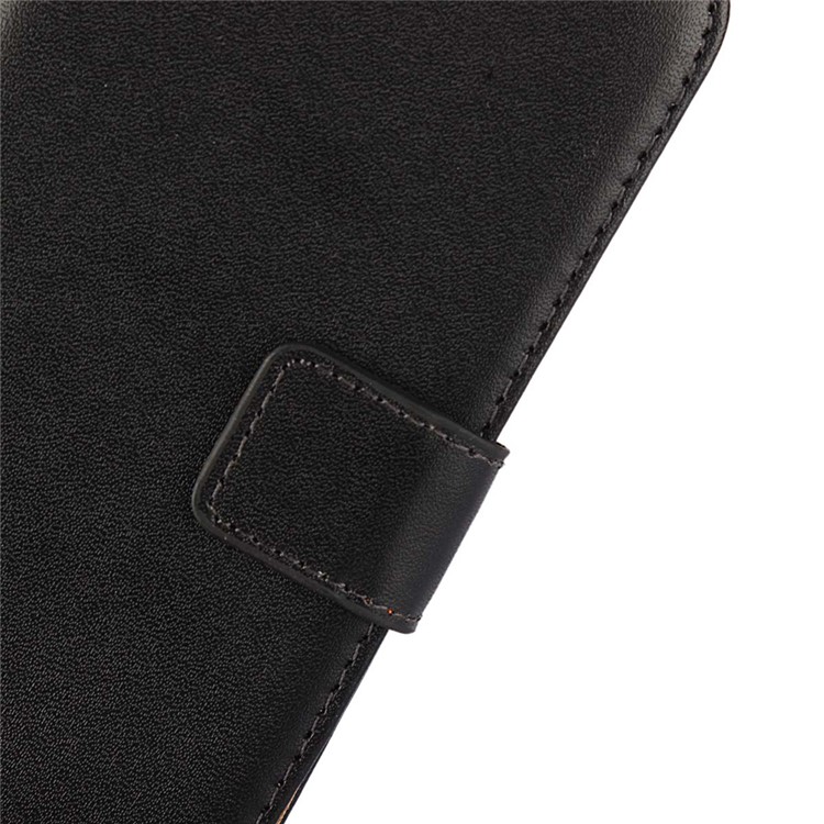 Genuine Split Leather Wallet Phone Case Stand for Google Pixel - Black-6