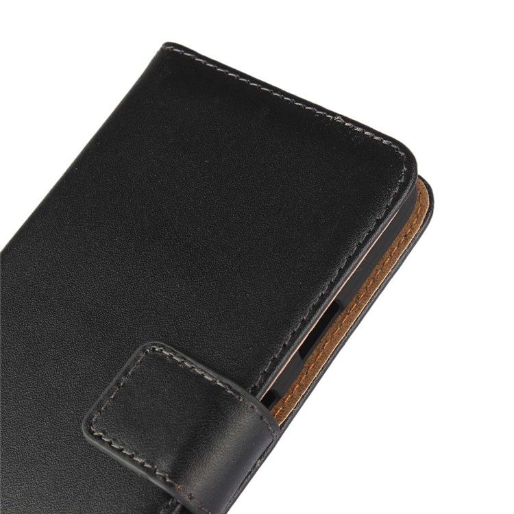 Genuine Split Leather Wallet Phone Case Stand for Google Pixel - Black-7