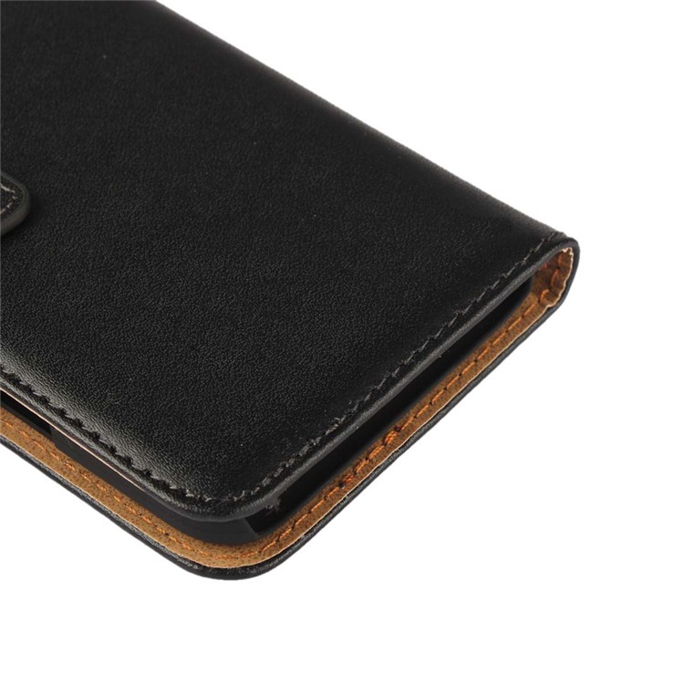 Genuine Split Leather Wallet Phone Case Stand for Google Pixel - Black-9