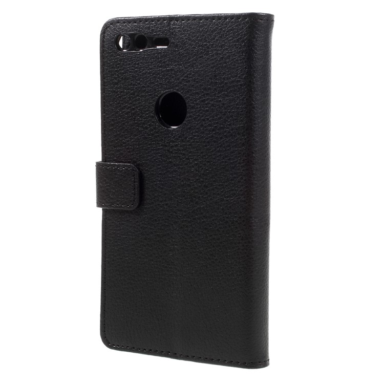 Lychee Grain Wallet Stand Leather Phone Case for Google Pixel XL - Black-2