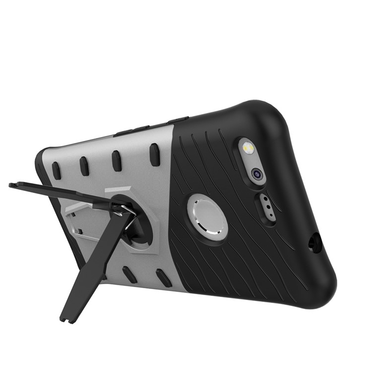 Armor PC + TPU Hybrid Case with Kickstand for Google Pixel - Silver-7