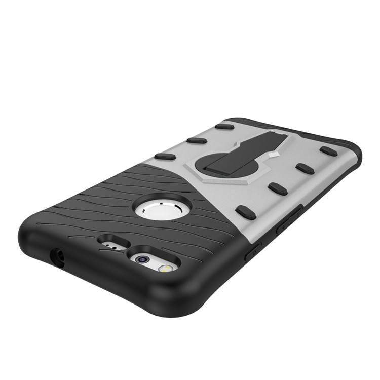 Armor PC + TPU Hybrid Case with Kickstand for Google Pixel - Silver-8