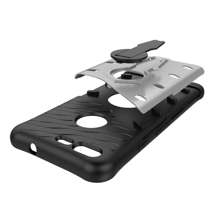 Armor PC + TPU Hybrid Case with Kickstand for Google Pixel - Silver-9