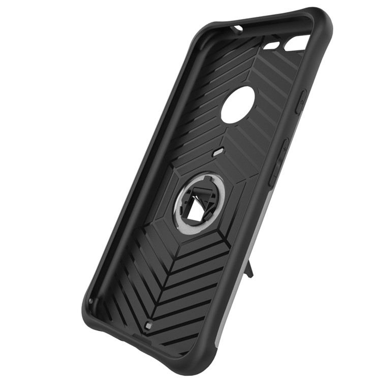 Armor PC + TPU Combo Case with Kickstand for Google Pixel XL - Silver-10