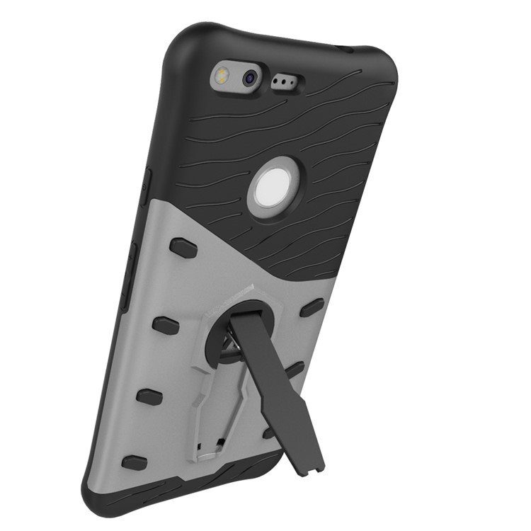 Armor PC + TPU Combo Case with Kickstand for Google Pixel XL - Silver-5