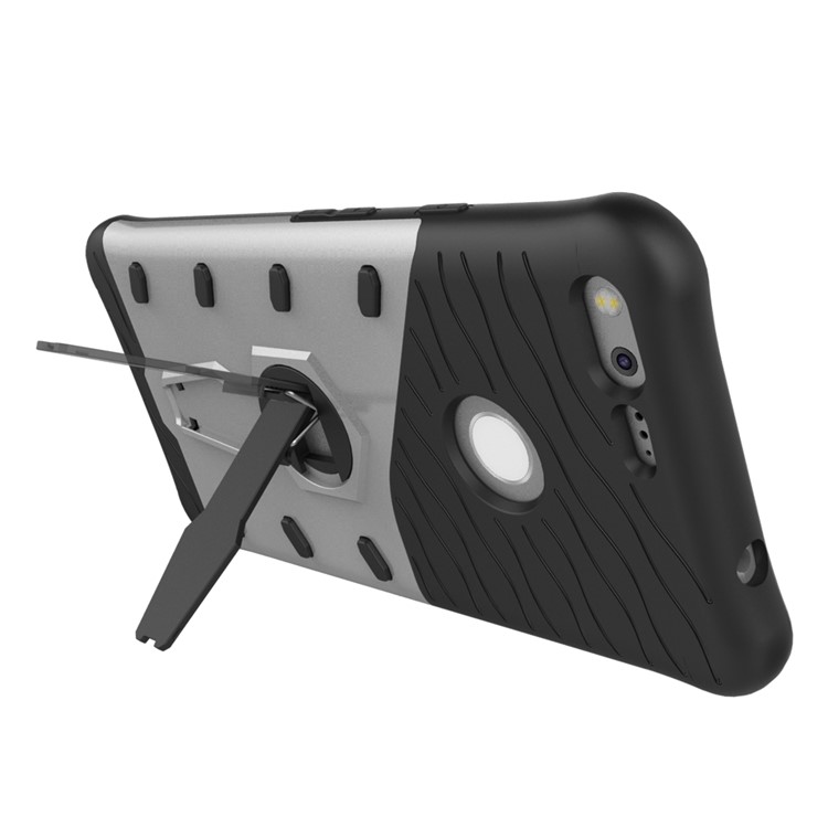 Armor PC + TPU Combo Case with Kickstand for Google Pixel XL - Silver-7