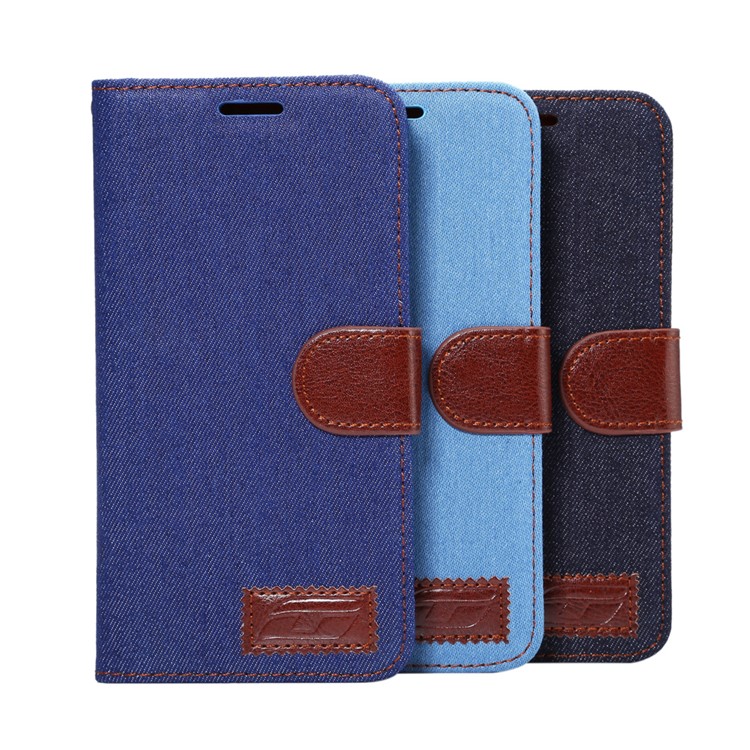 Jeans Cloth Stand Leather Flip Phone Case for Google Pixel XL - Baby Blue-8
