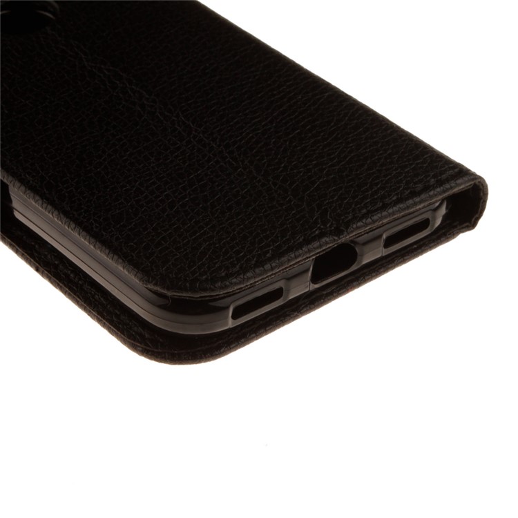 Litchi Skin Leather Wallet Case Mobile Cover for Google Pixel - Black-4