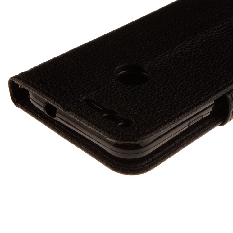 Litchi Skin Leather Wallet Case Mobile Cover for Google Pixel - Black-5