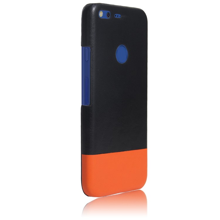 Two-color PU Leather Coated PC Phone Case for Google Pixel XL - Black / Orange-4