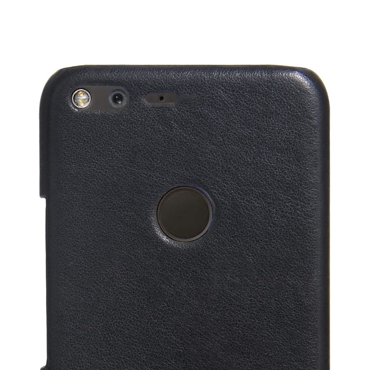 Bi-color PU Leather Coated PC Hard Case for Google Pixel - Black / Orange-2